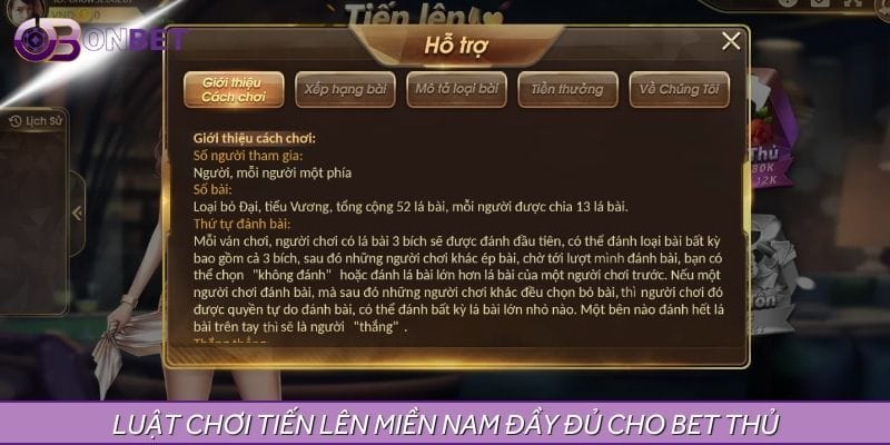 Hướng dẫn luật chơi tiến lên miền nam ONBET chi tiết Hướng dẫn luật chơi tiến lên miền nam ONBET chi tiết